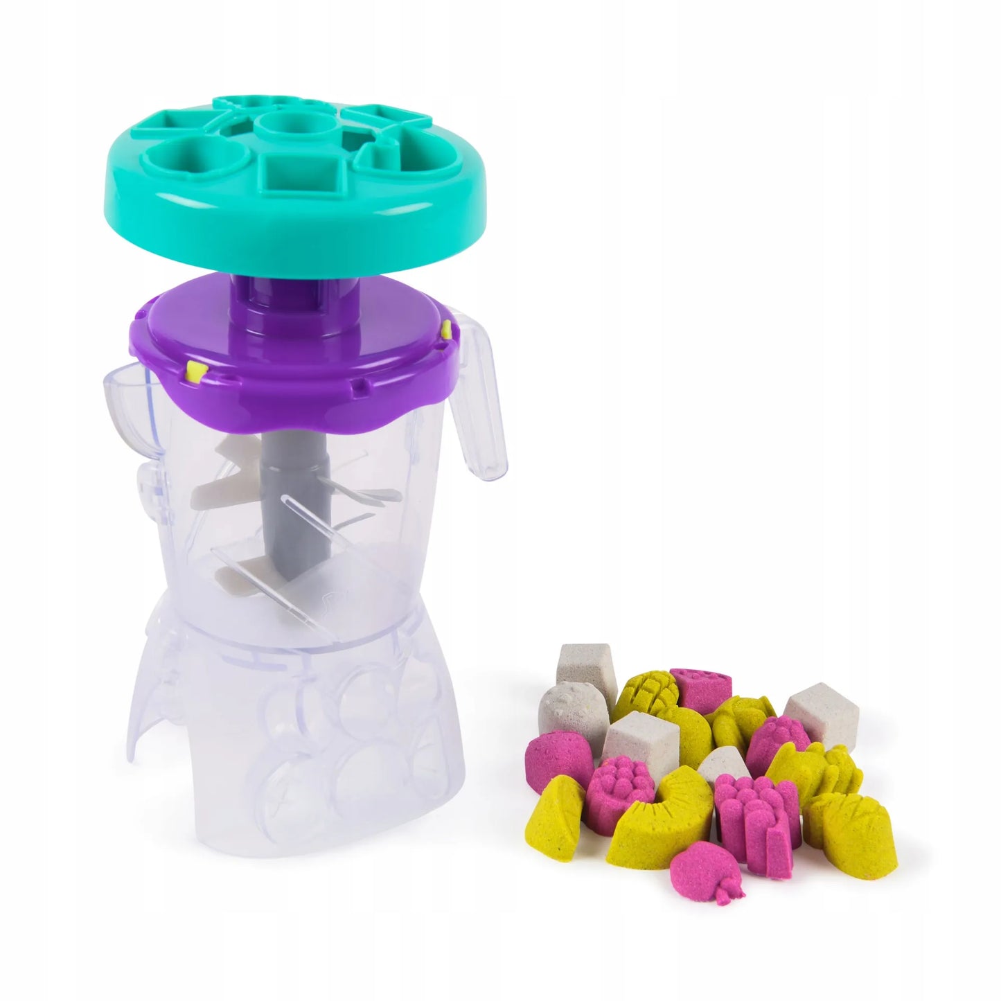 KINETIC SAND „Blender Mixer“ kokteilių ir ledų desertų rinkinys su 3 spalvomis, 18 formelių ir priedų