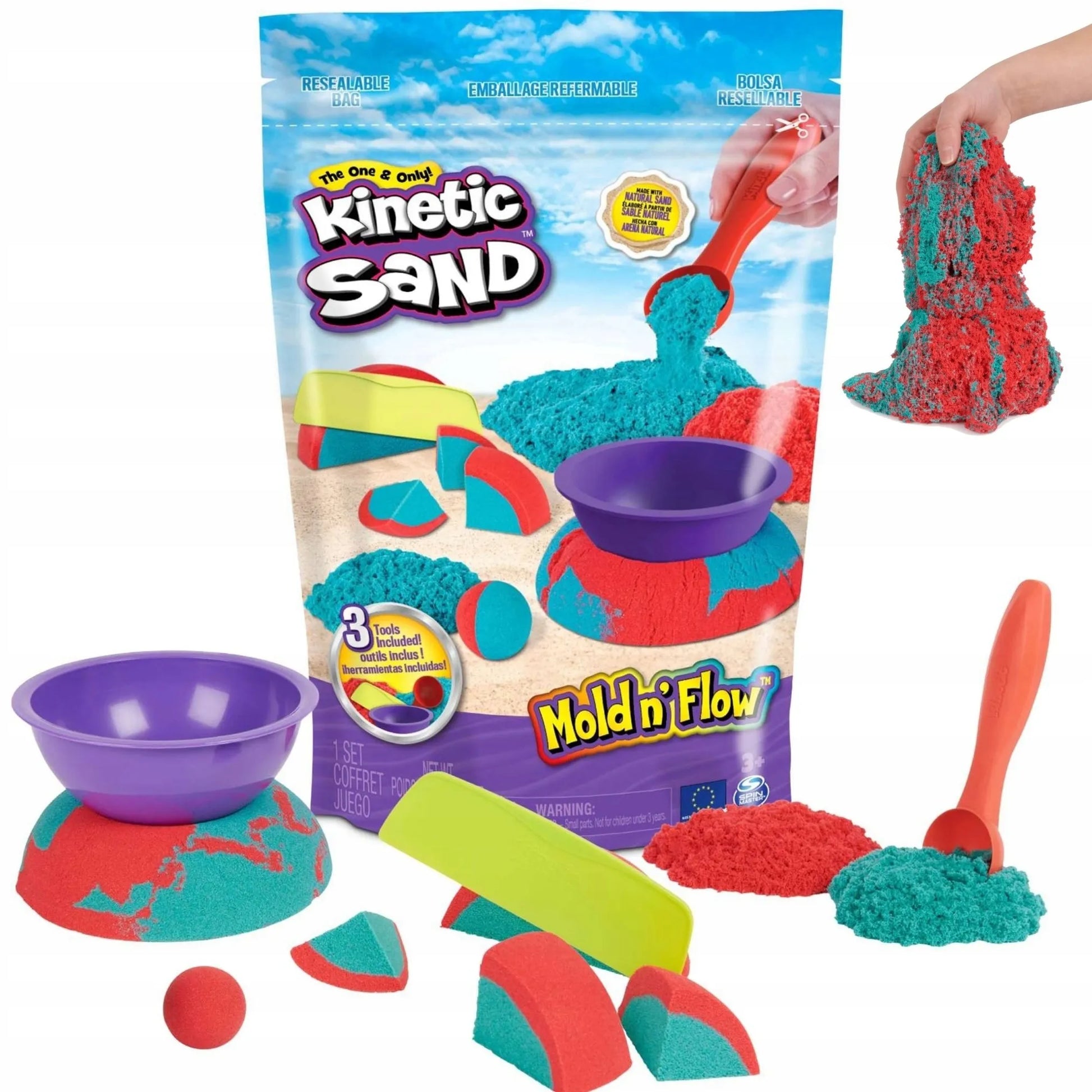KINETIC SAND KINETINIS SMĖLIS RINKINYS 2 SPALVOS + FORMELĖS