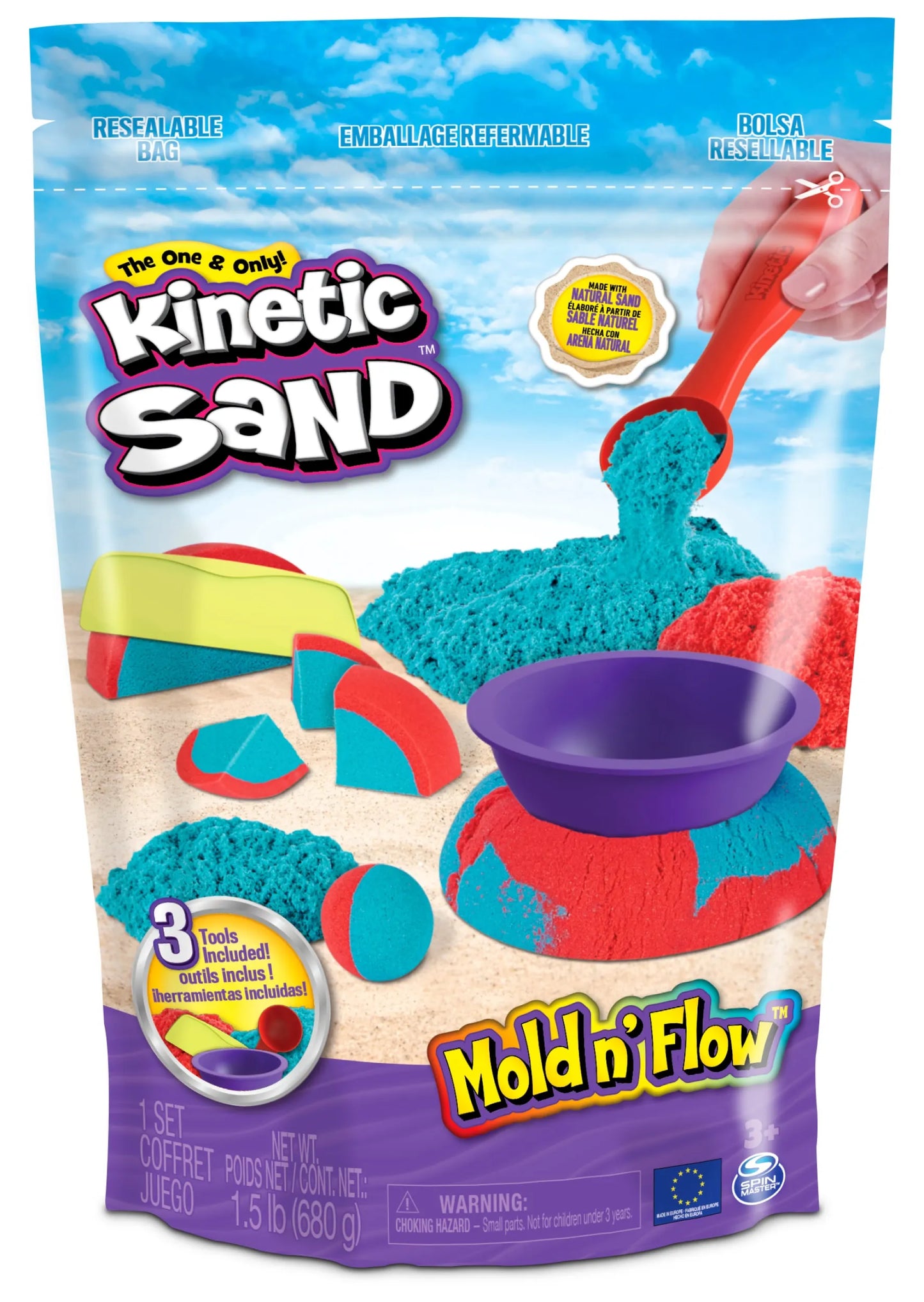 KINETIC SAND KINETINIS SMĖLIS RINKINYS 2 SPALVOS + FORMELĖS