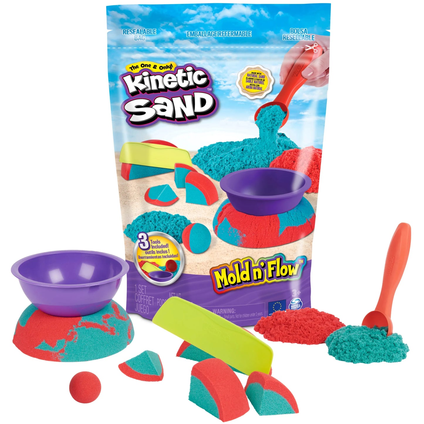 KINETIC SAND KINETINIS SMĖLIS RINKINYS 2 SPALVOS + FORMELĖS