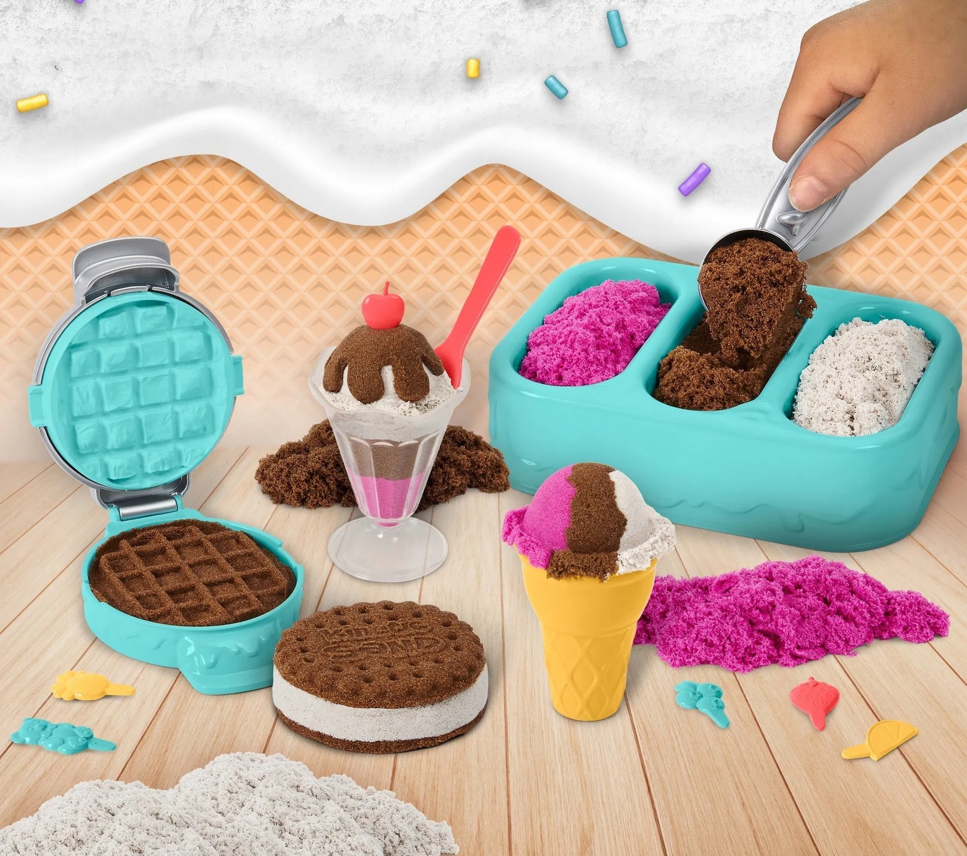 KINETIC SAND ledų skanėstai ledainė kvepiantis 3 kvepiančios spalvos