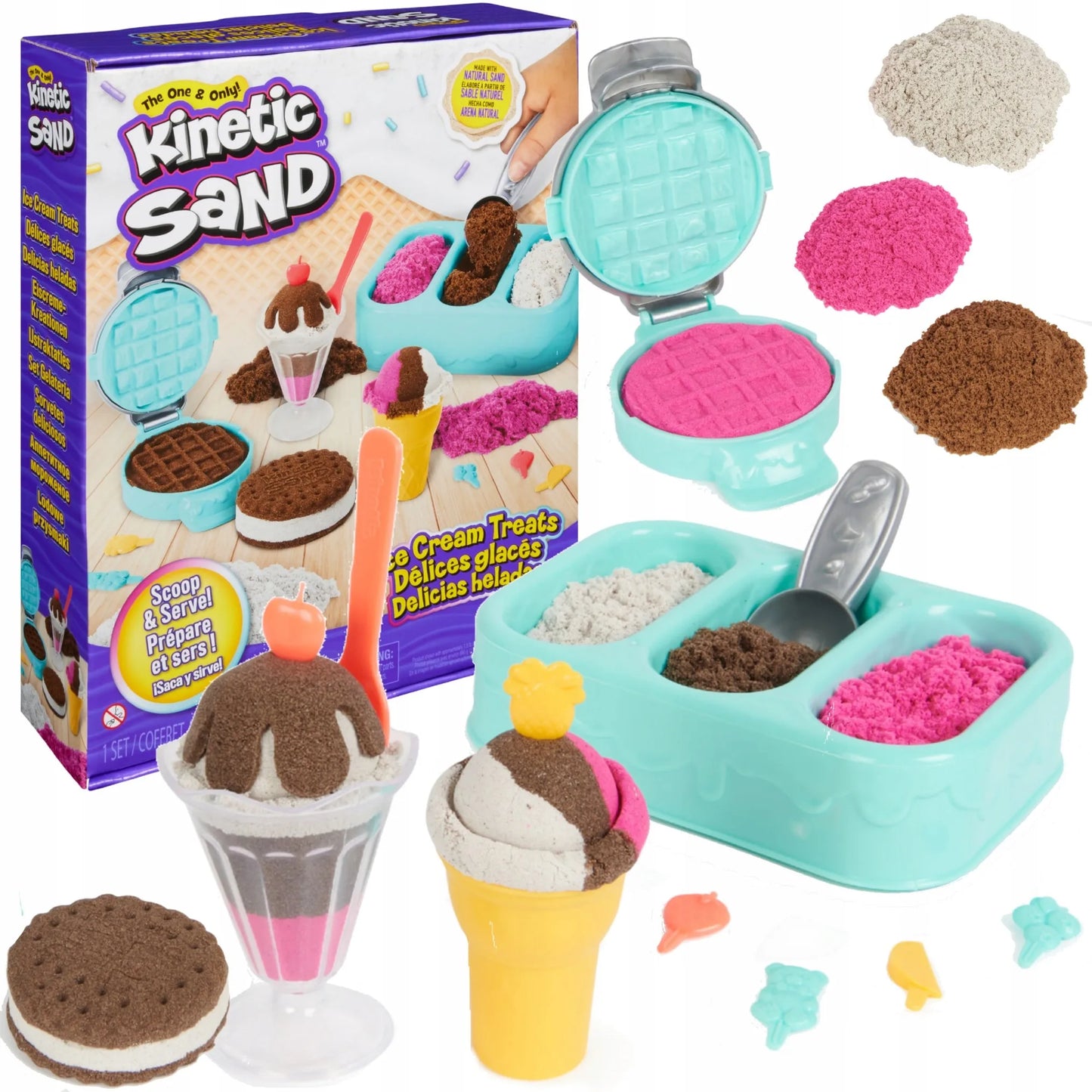 KINETIC SAND ledų skanėstai ledainė kvepiantis 3 kvepiančios spalvos