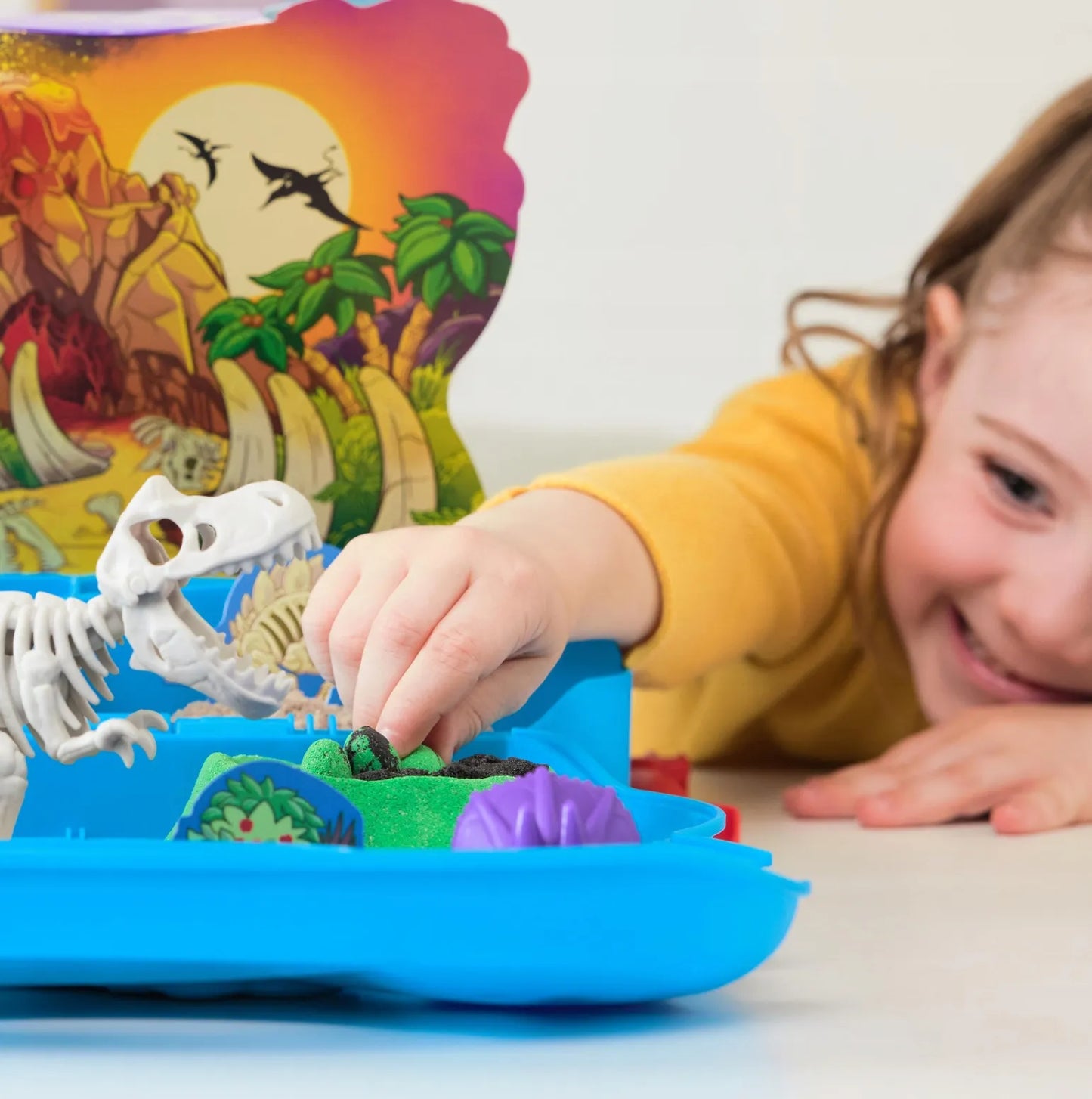 Kinetinis smėlis Dinozaurų kasinėjimai T-REX su skeletu ir priedais