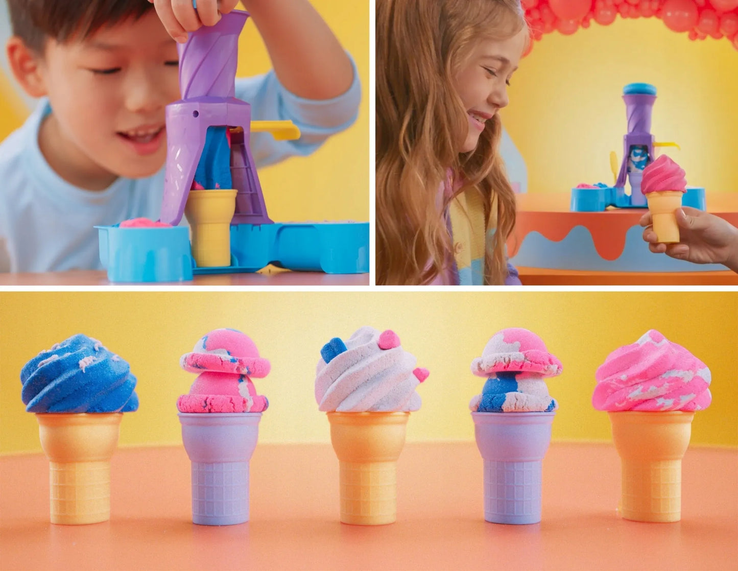 Kinetinis smėlis rinkinys KINETIC SAND ledų gaminimo mašina + priedai