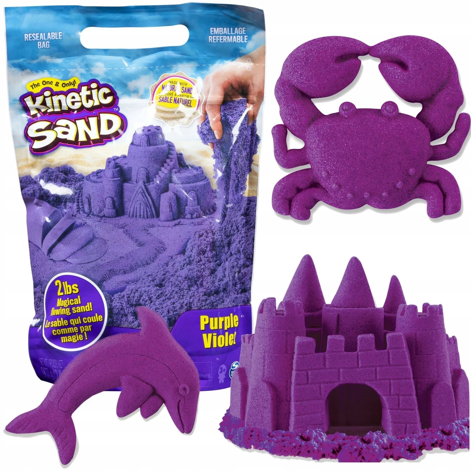 Kinetinis smėlis violetinės spalvos plastmasinė masė ryškių spalvų KINETIC SAND 900g
