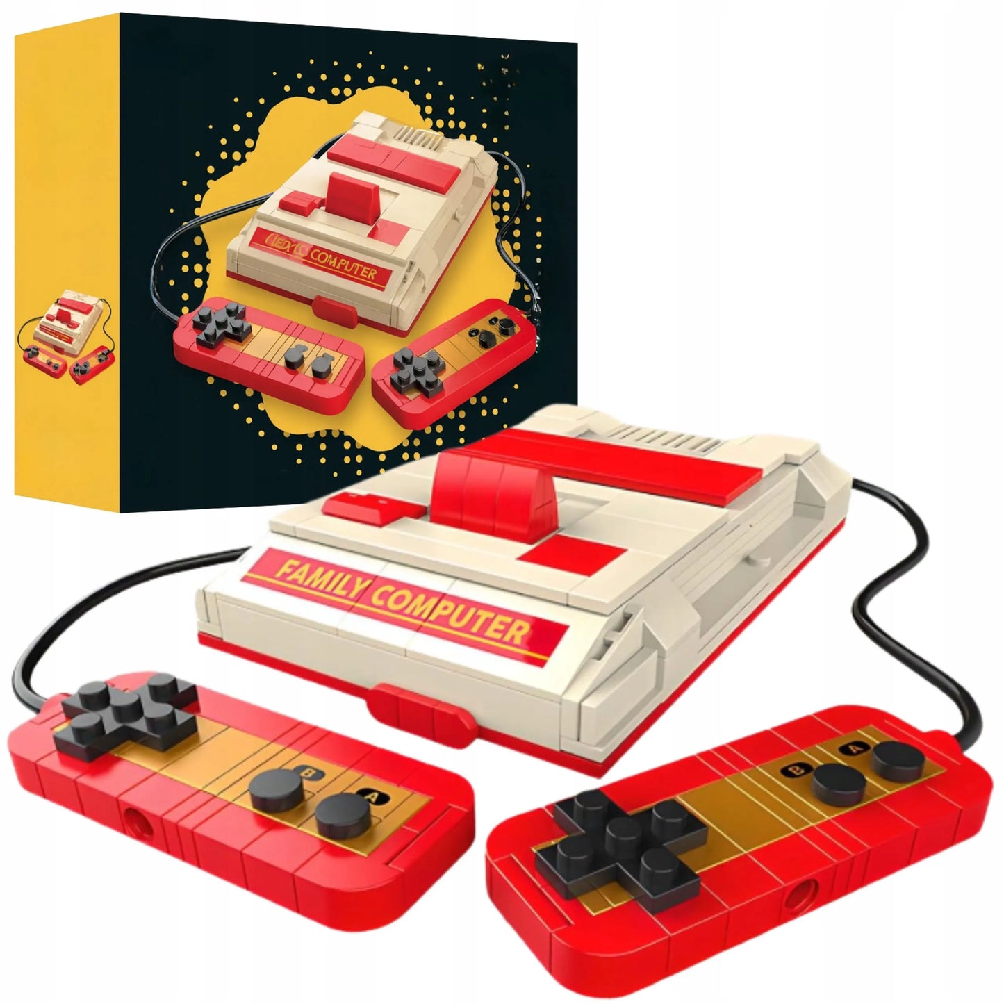 Konstrukcinės kaladėlės retro vaizdo žaidimų konsolė, kompiuteris vintage 230 det.