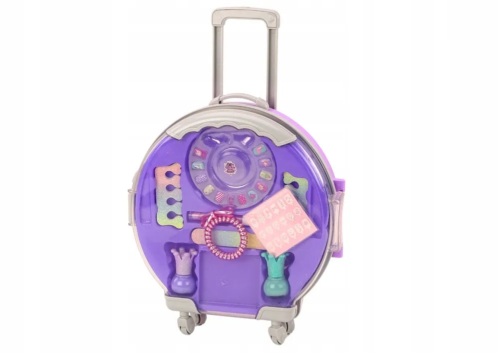 Kosmetikos rinkinys lagamine nagams ir makiažui violetinis 9 dalių
