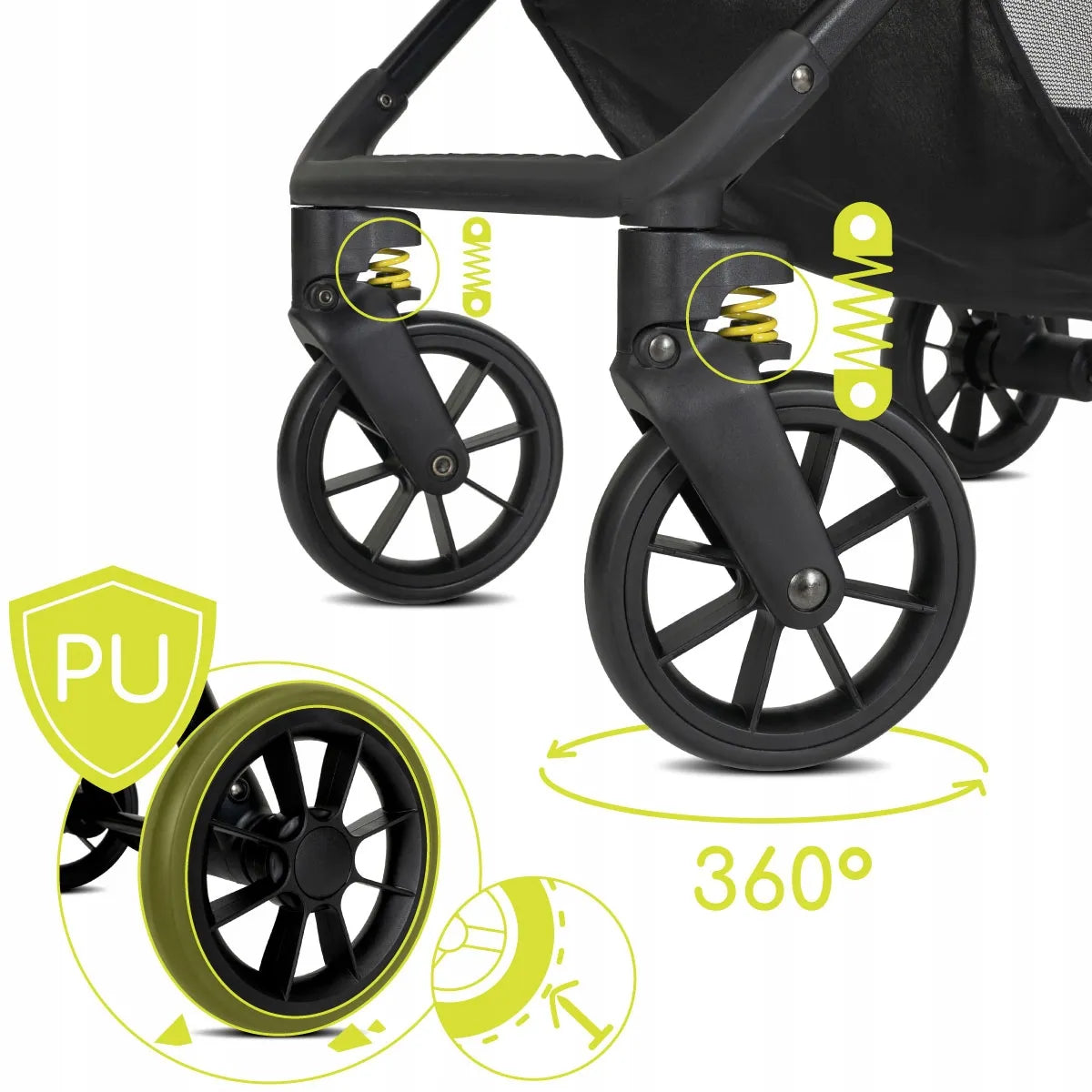 Lengvas sportinis vežimėlis Lorelli Noir, 5 kg, sulankstomas viena ranka