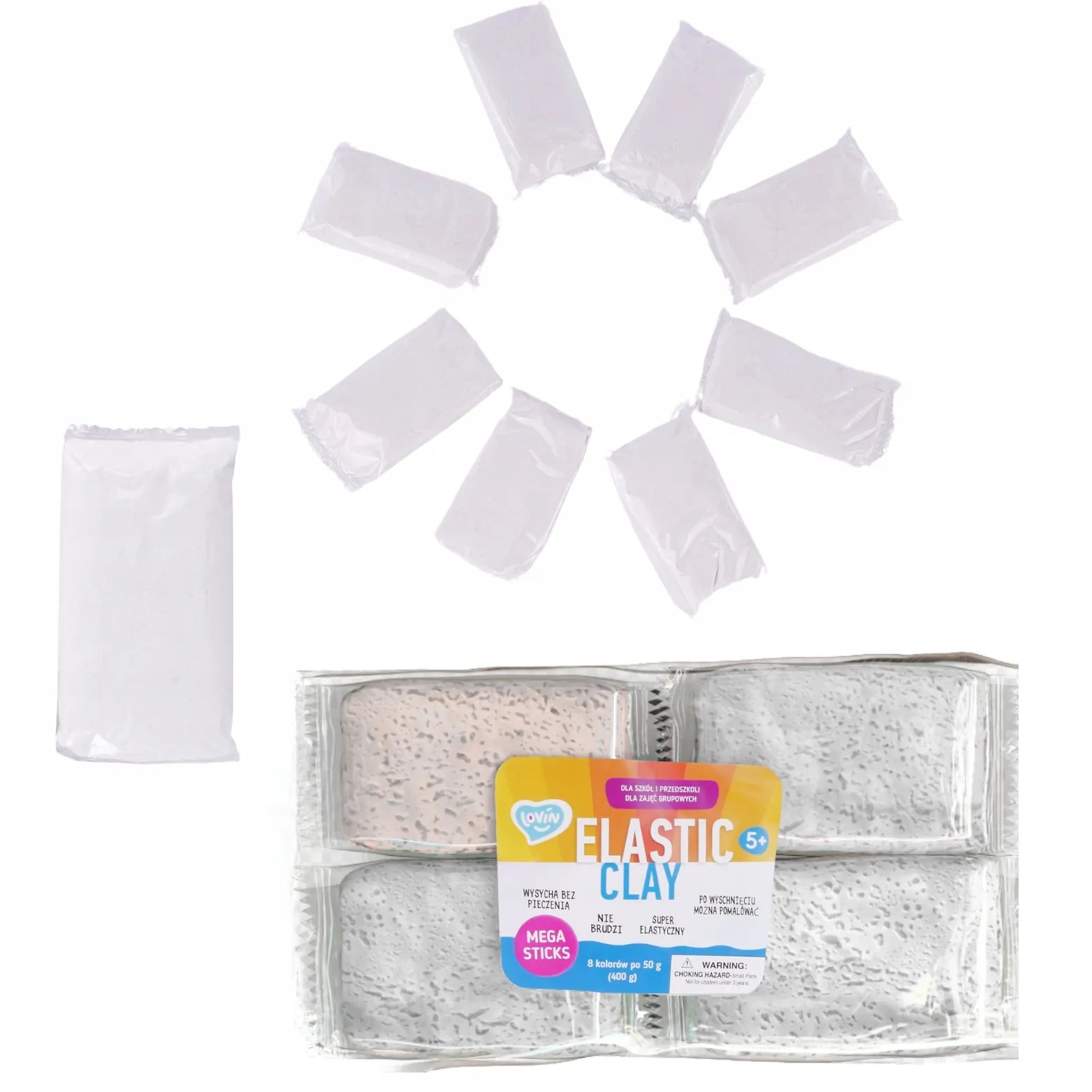 Lengvo modelino rinkinys baltas 8x50g