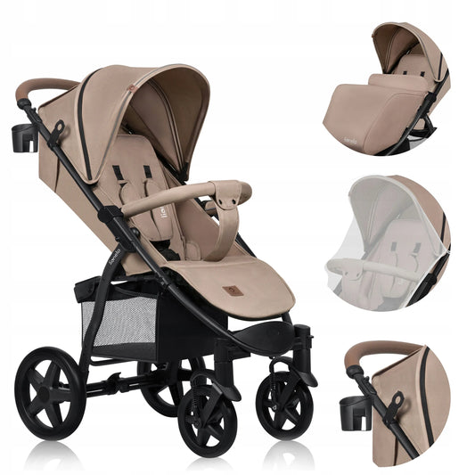 LIONELO sportinis vežimėlis iki 22 kg ANNET PLUS BEIGE SAND
