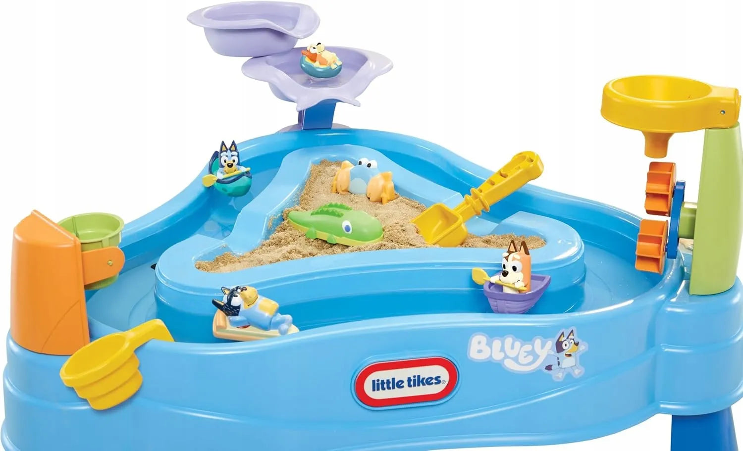 Little Tikes Bluey vandens stalas, smėlio dėžė su fontanu + figūrėlės