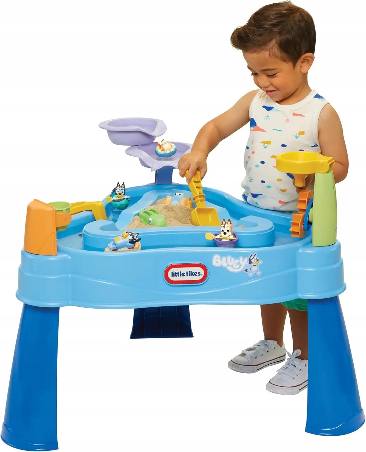 Little Tikes Bluey vandens stalas, smėlio dėžė su fontanu + figūrėlės