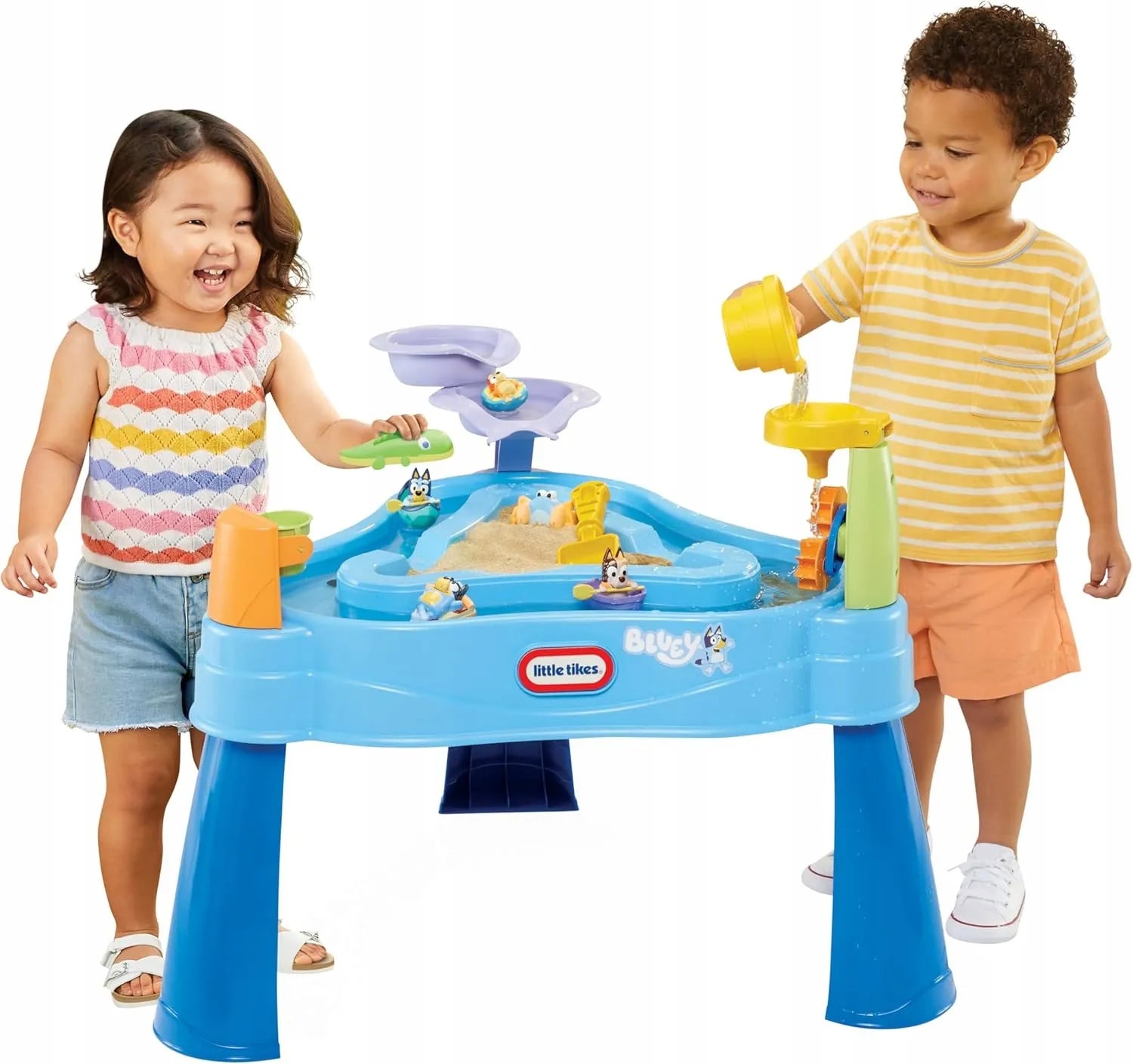 Little Tikes Bluey vandens stalas, smėlio dėžė su fontanu + figūrėlės
