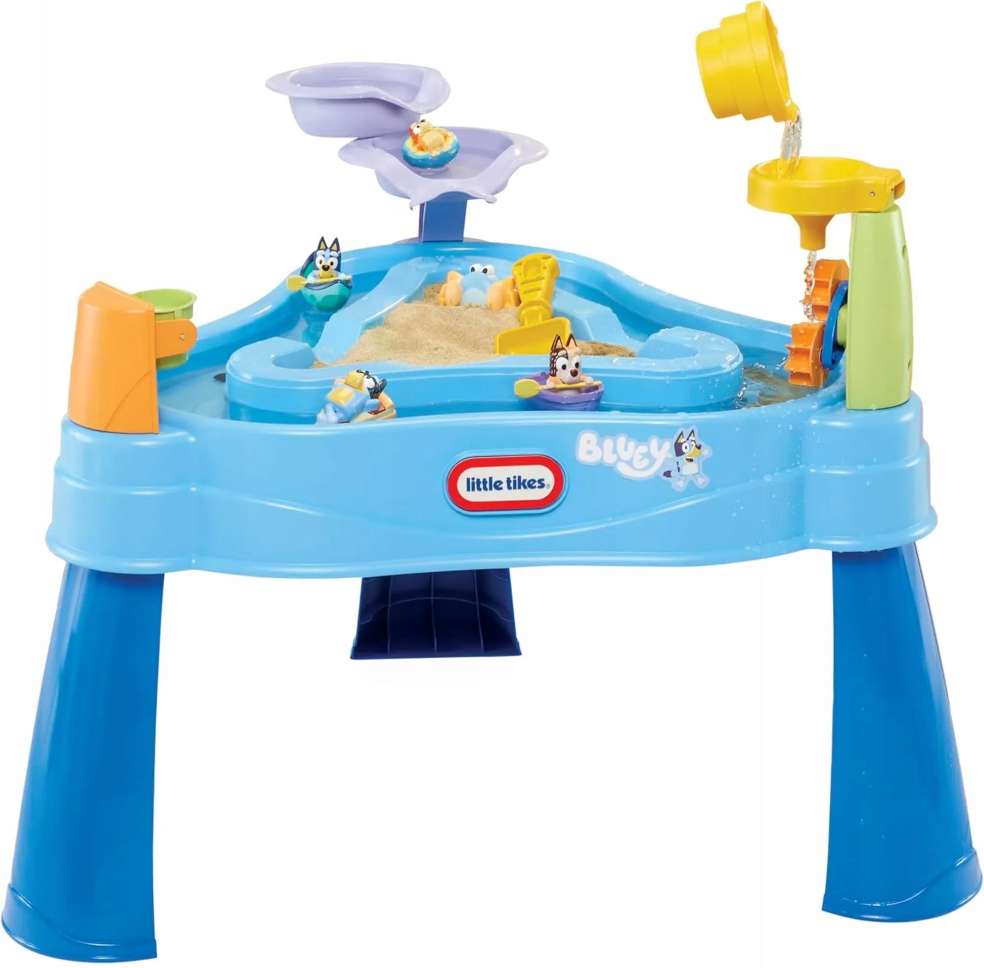 Little Tikes Bluey vandens stalas, smėlio dėžė su fontanu + figūrėlės