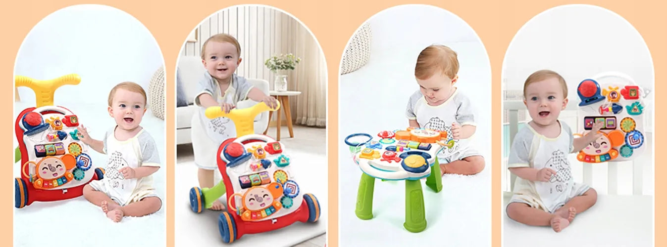 MalPlay 5-in-1 interaktyvi vaikštynė, stumdukas ir mokomasis staliukas