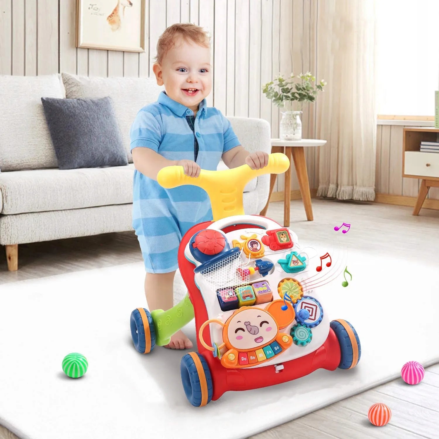 MalPlay 5-in-1 interaktyvi vaikštynė, stumdukas ir mokomasis staliukas
