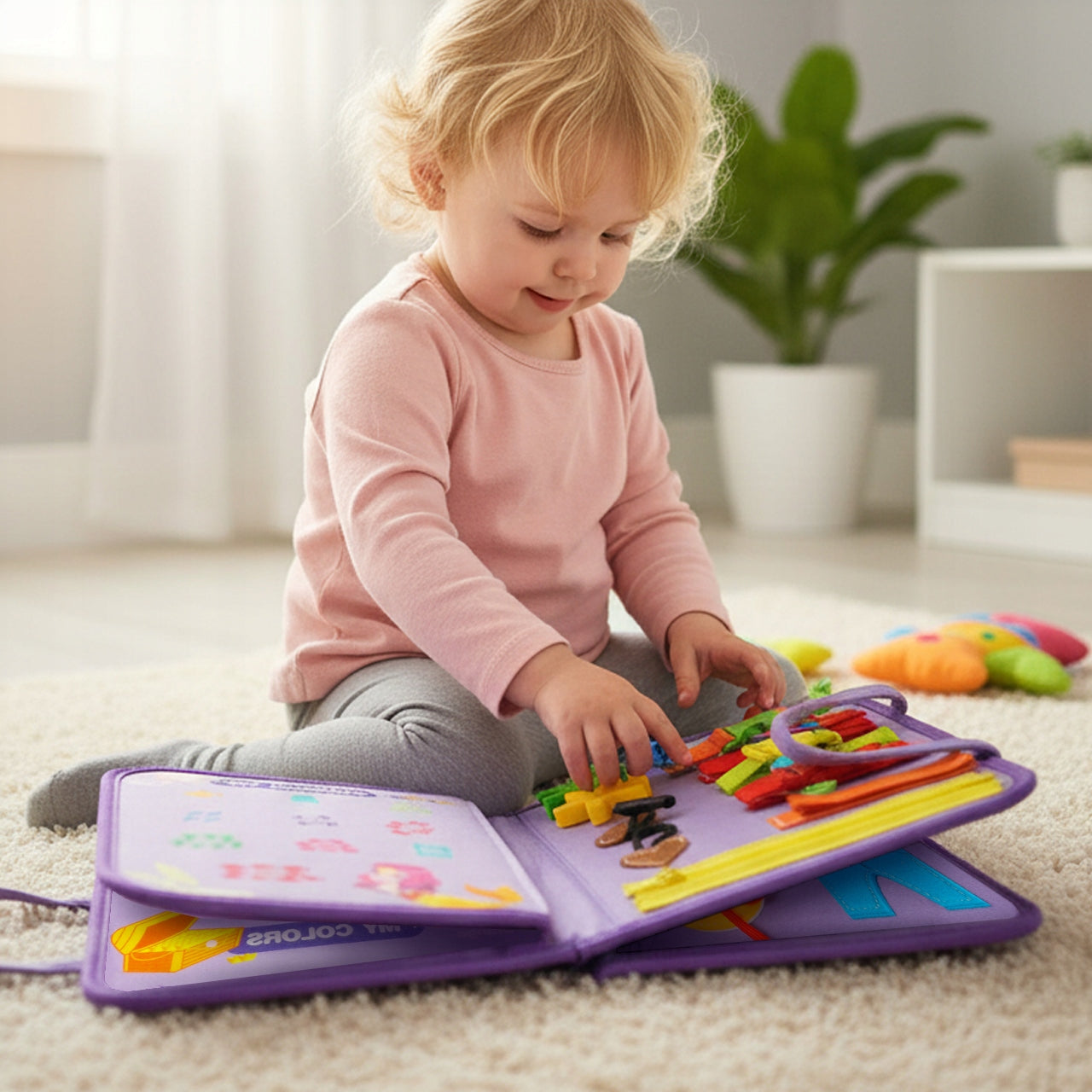 MalPlay Montessori veltinis sensorinis lavinantis knygelės tipo krepšelis