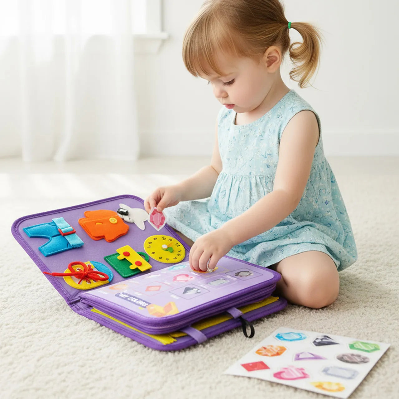 MalPlay Montessori veltinis sensorinis lavinantis knygelės tipo krepšelis