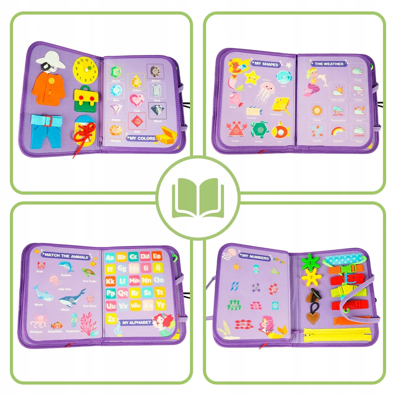 MalPlay Montessori veltinis sensorinis lavinantis knygelės tipo krepšelis