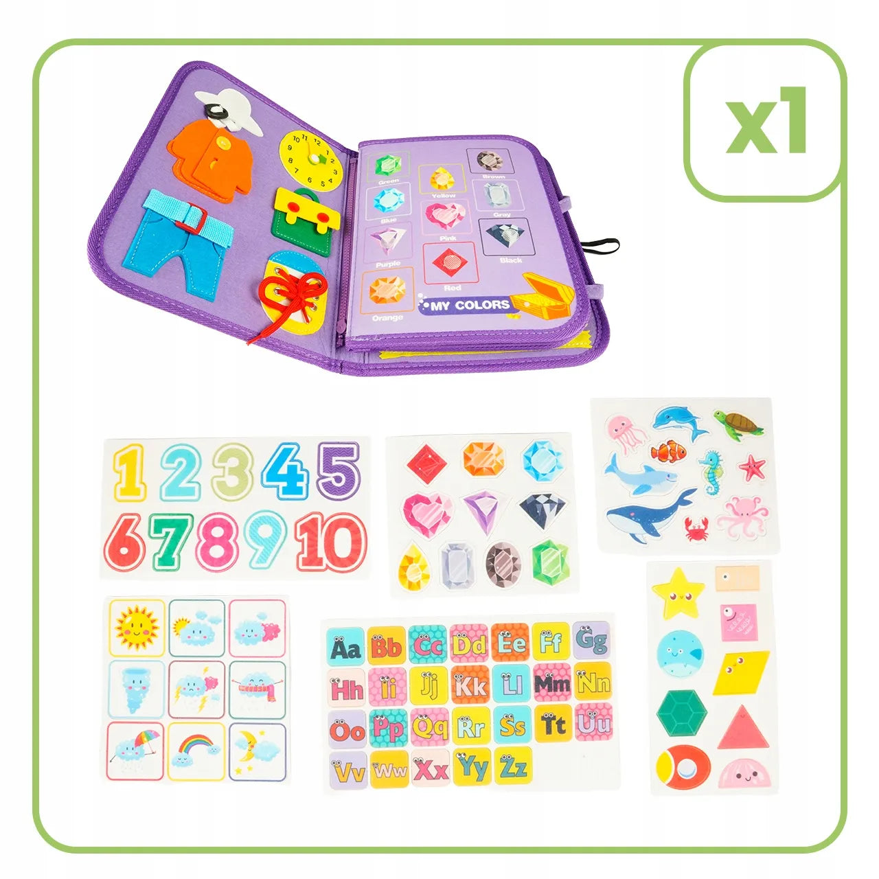 MalPlay Montessori veltinis sensorinis lavinantis knygelės tipo krepšelis
