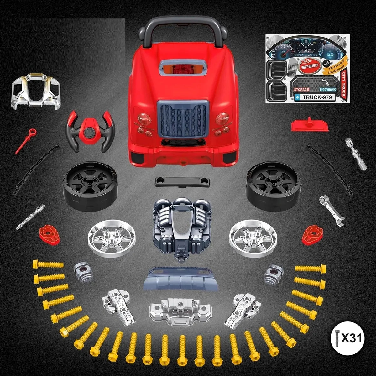 Mechaniko rinkinys vaikams variklis išardomas automobilis dirbtuvės su efektais