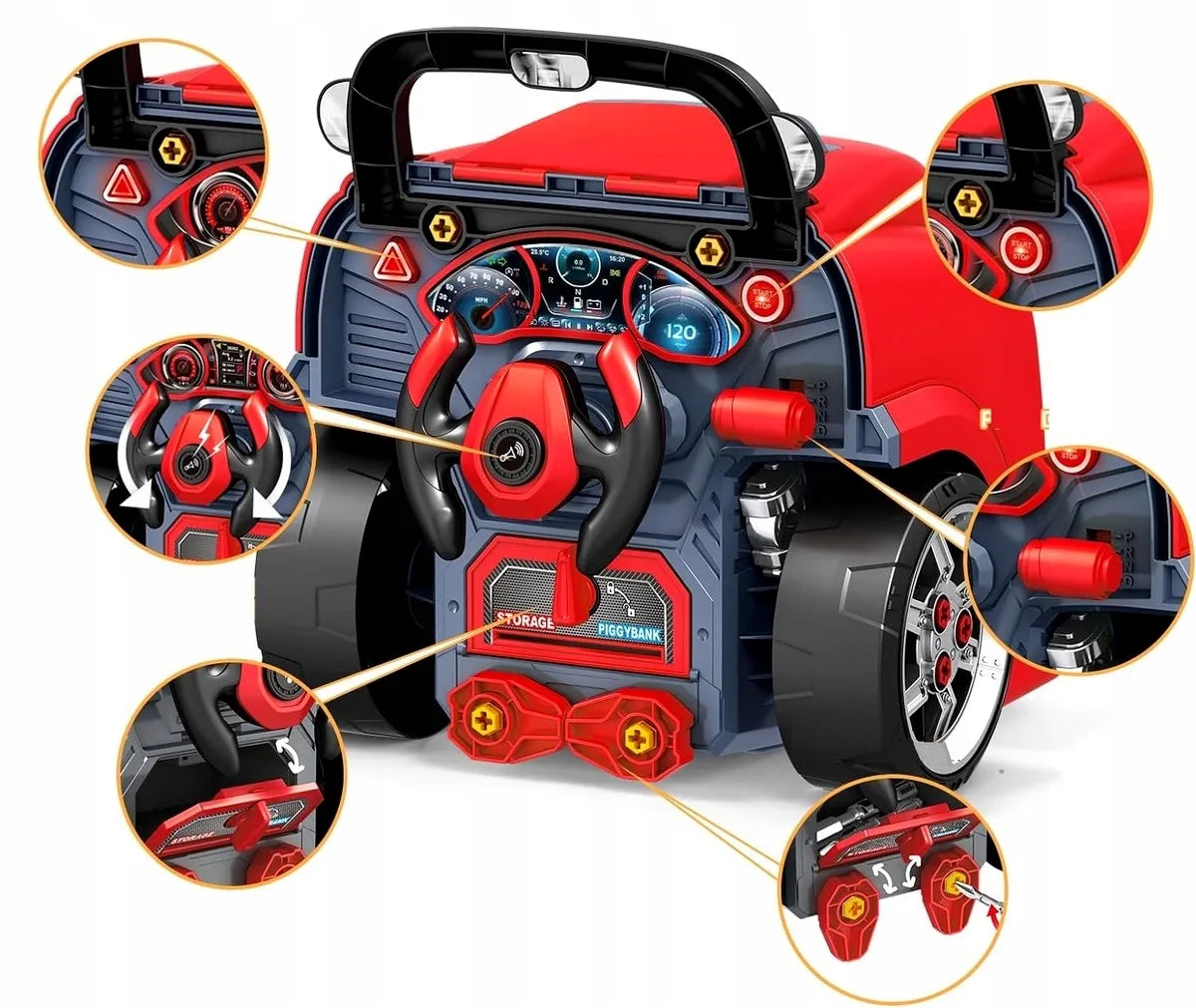 Mechaniko rinkinys vaikams variklis išardomas automobilis dirbtuvės su efektais