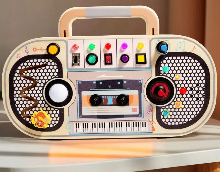 Medinė Sensorinė Lenta su LED Disco Lemputėmis 12-viename su Muzika