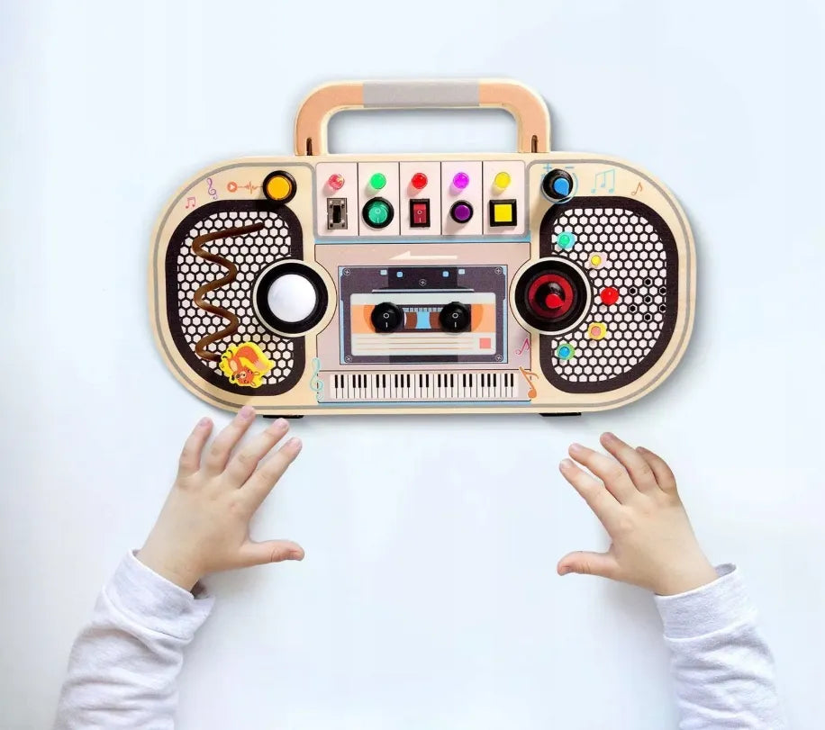 Medinė Sensorinė Lenta su LED Disco Lemputėmis 12-viename su Muzika