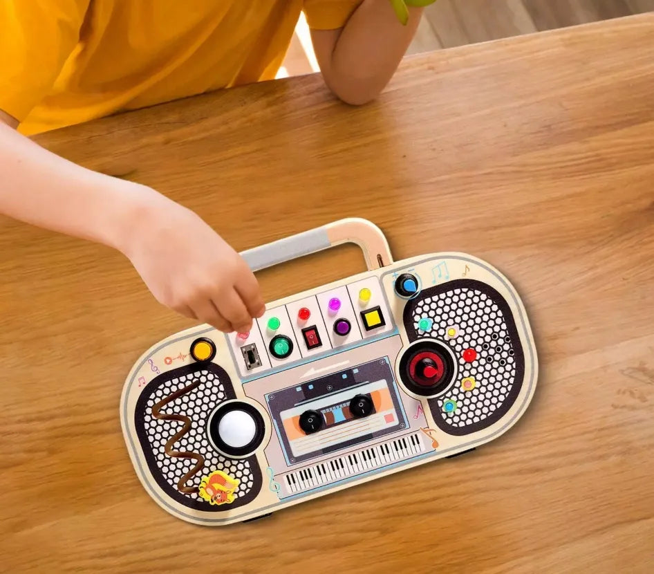 Medinė Sensorinė Lenta su LED Disco Lemputėmis 12-viename su Muzika
