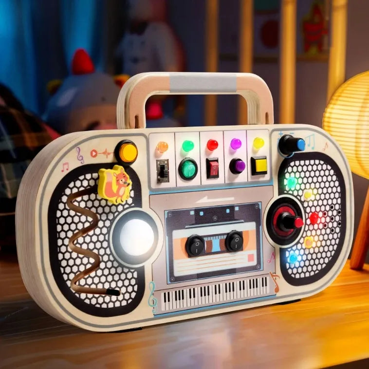Medinė Sensorinė Lenta su LED Disco Lemputėmis 12-viename su Muzika