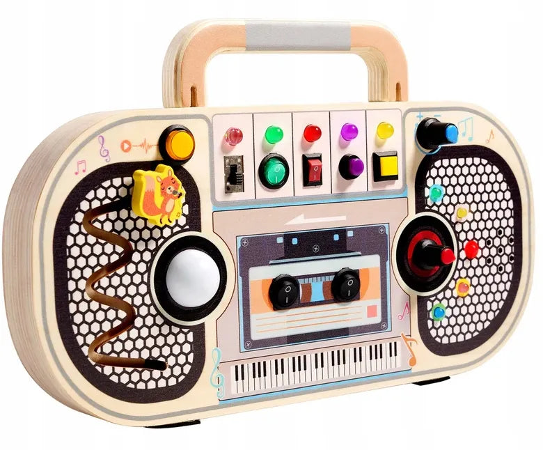 Medinė Sensorinė Lenta su LED Disco Lemputėmis 12-viename su Muzika