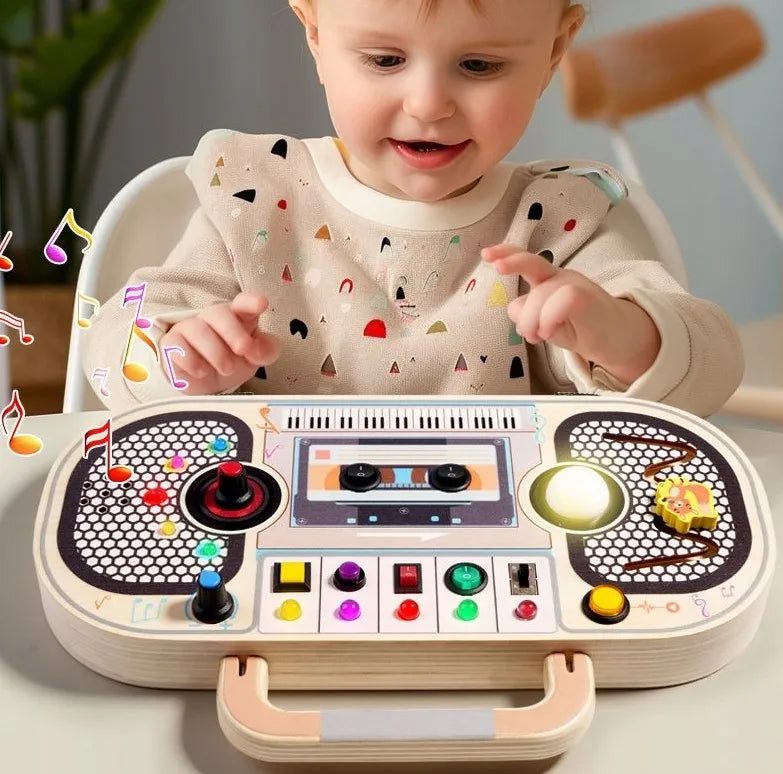 Medinė Sensorinė Lenta su LED Disco Lemputėmis 12-viename su Muzika