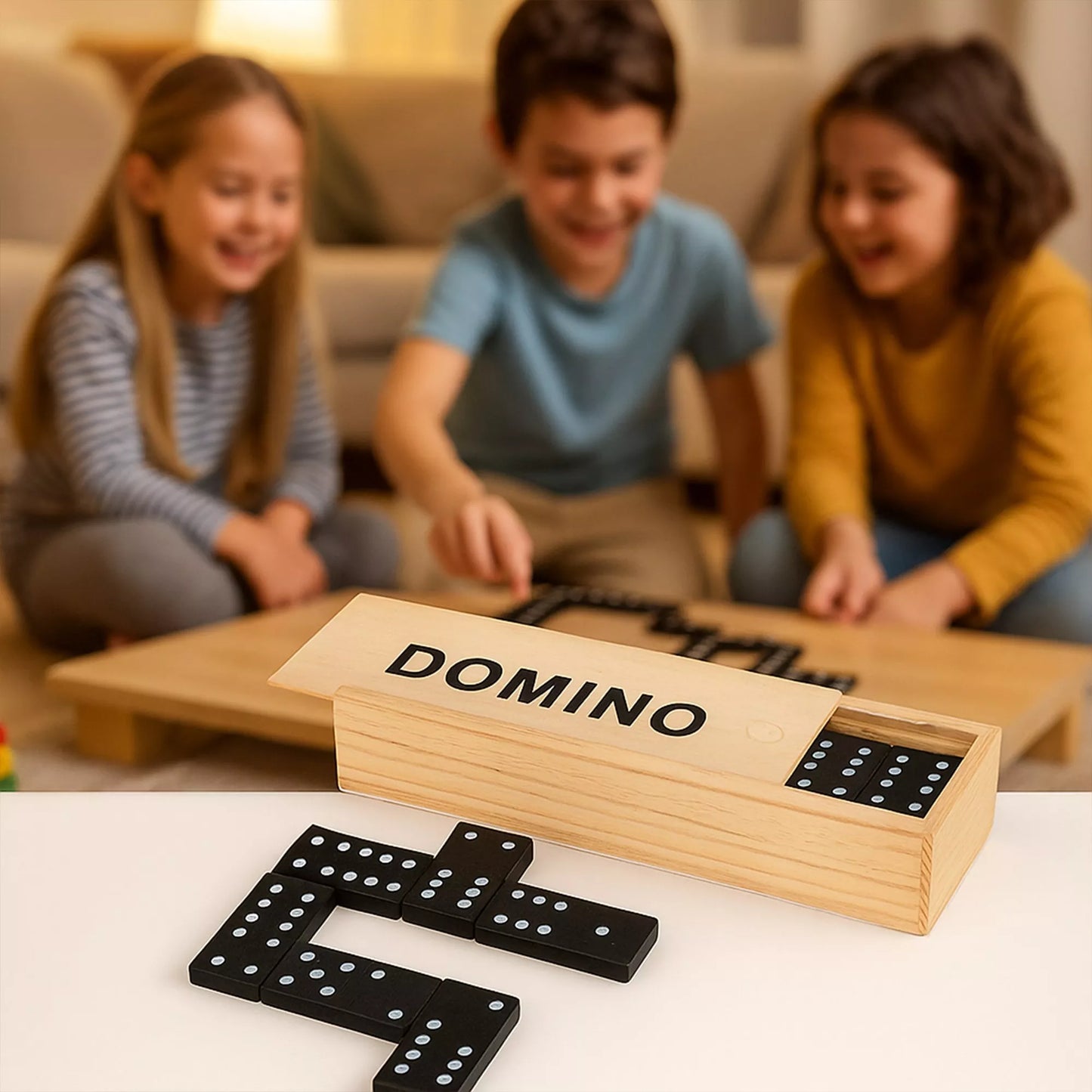 Medinis edukacinis domino žaidimas šeimai