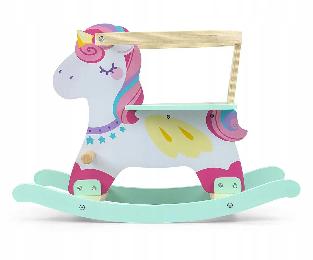Medinis supamasis arkliukas su turėklais Lucky 12 - Unicorn Milly Mally
