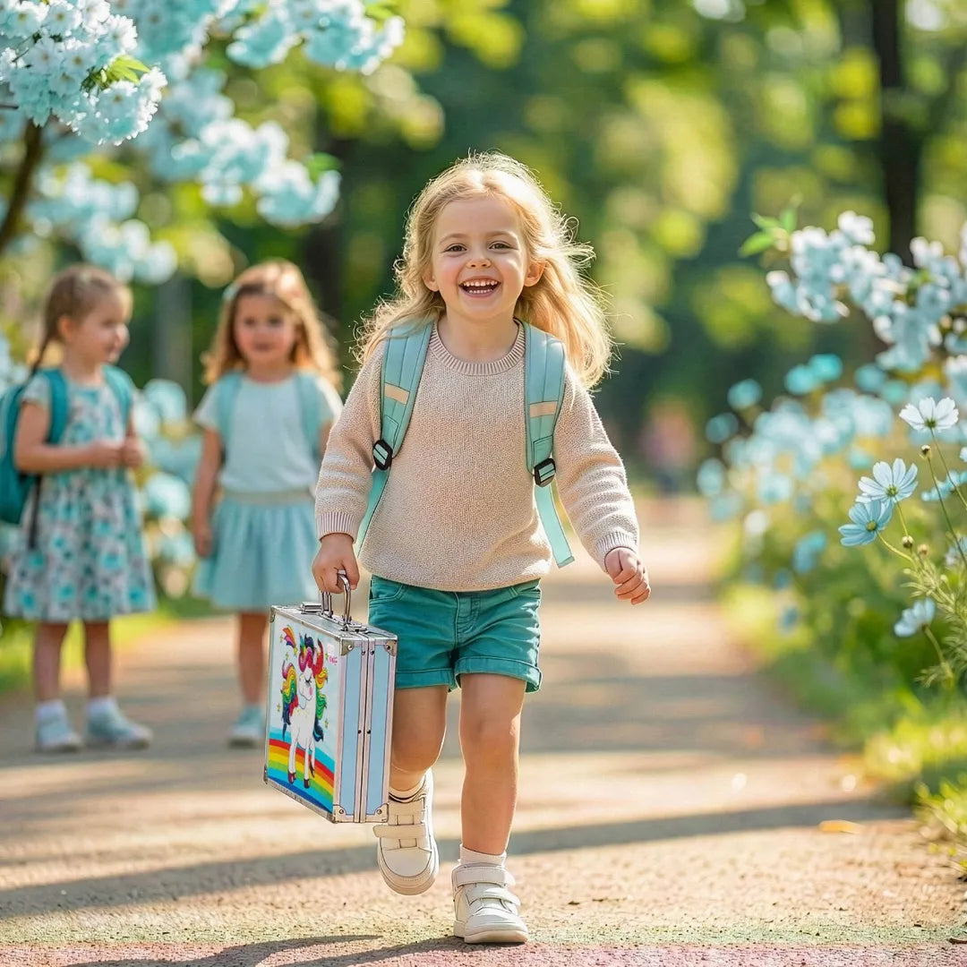 Meniu pieštukų rinkinys lagamine dažai flomasteriai DOVANA piešimo meninis vaikams