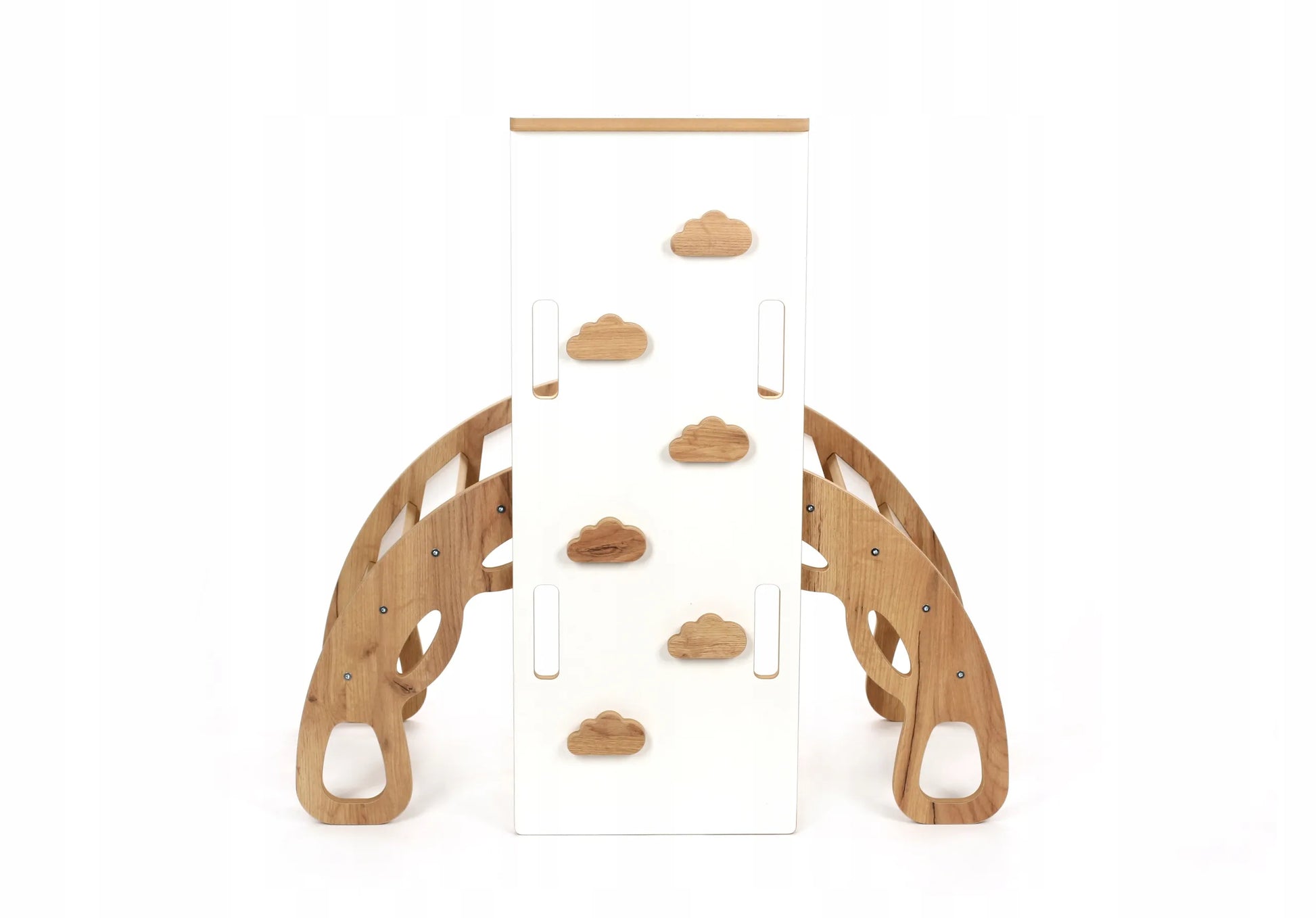 Montessori bujakas 3 viename su čiuožykla ir sienele Kids Helper BM-310, ąžuolo ir baltos spalvos