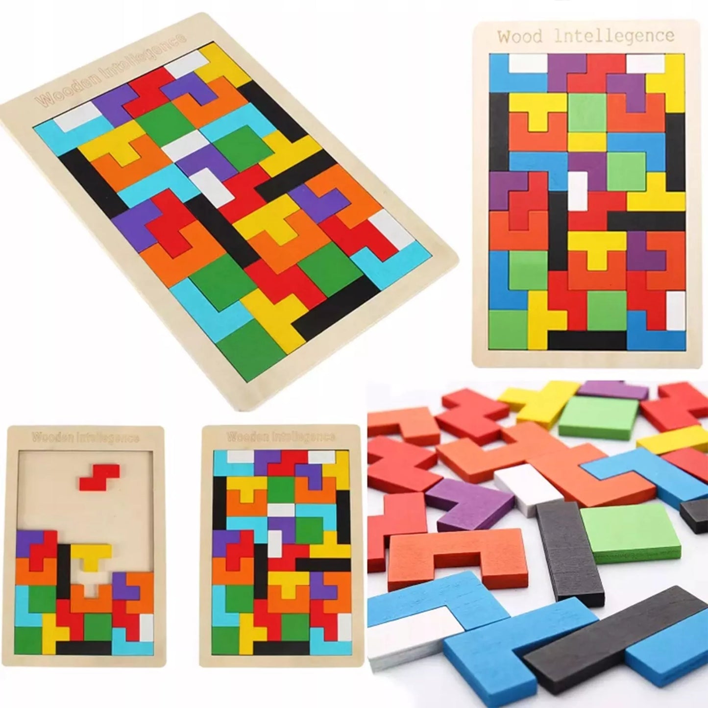 Montessori medinių kaladėlių dėlionė Tetris