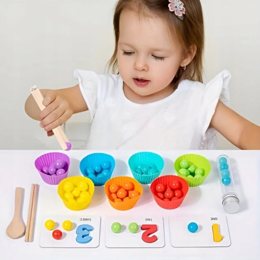 Montessori skaičiavimo ir aritmetikos mokymosi rinkinys vaikams su skaičiais ir rutuliukais