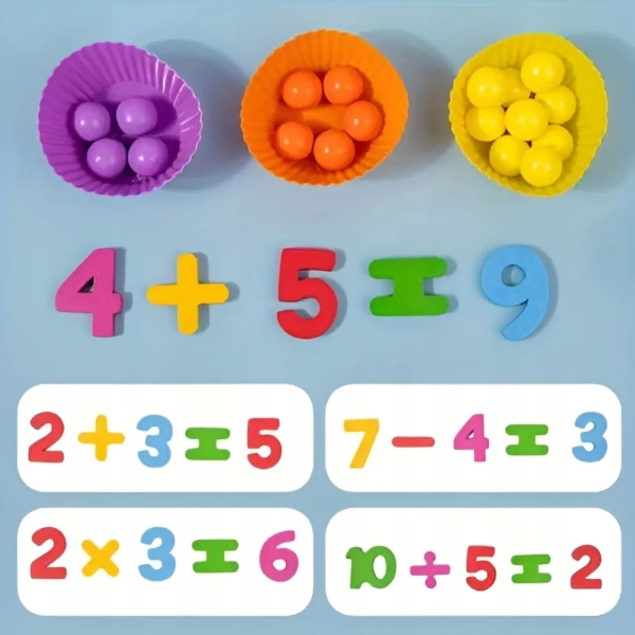 Montessori skaičiavimo ir aritmetikos mokymosi rinkinys vaikams su skaičiais ir rutuliukais