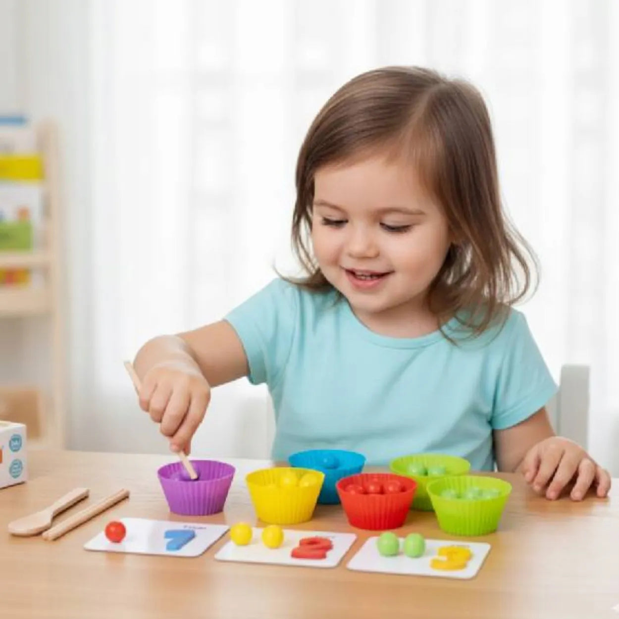 Montessori skaičiavimo ir aritmetikos mokymosi rinkinys vaikams su skaičiais ir rutuliukais