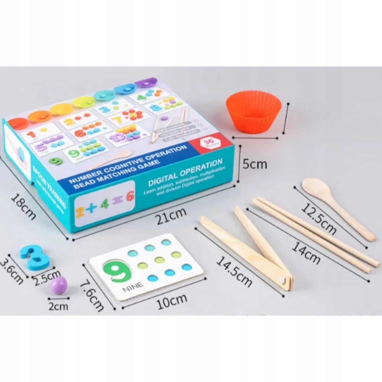 Montessori skaičiavimo ir aritmetikos mokymosi rinkinys vaikams su skaičiais ir rutuliukais