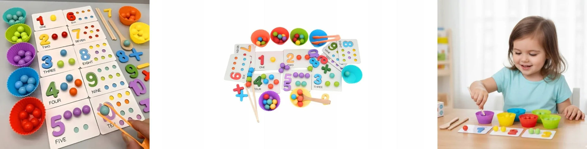 Montessori skaičiavimo ir aritmetikos mokymosi rinkinys vaikams su skaičiais ir rutuliukais