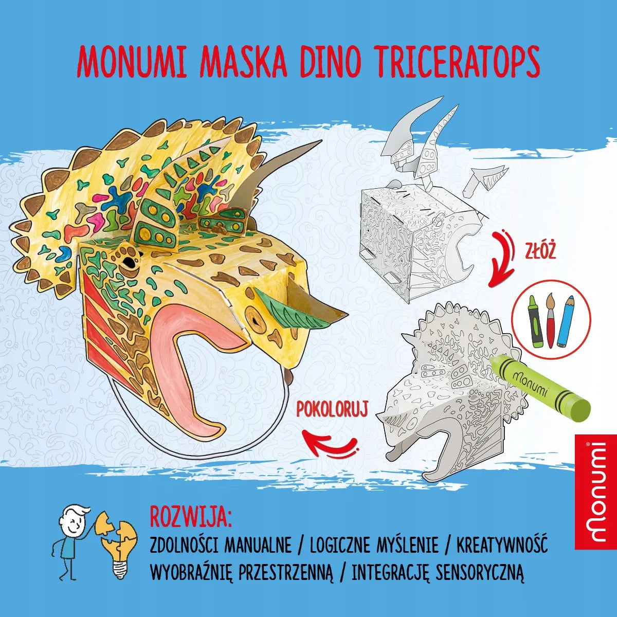 Monumi kaukių rinkinys – Spinozauras, Triceratopsas, Pterodaktilis