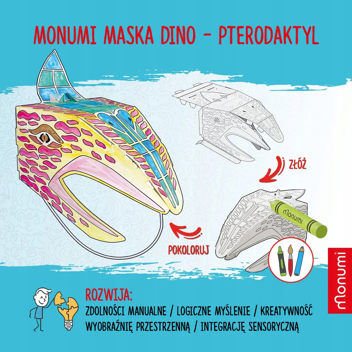 Monumi kaukių rinkinys – Spinozauras, Triceratopsas, Pterodaktilis