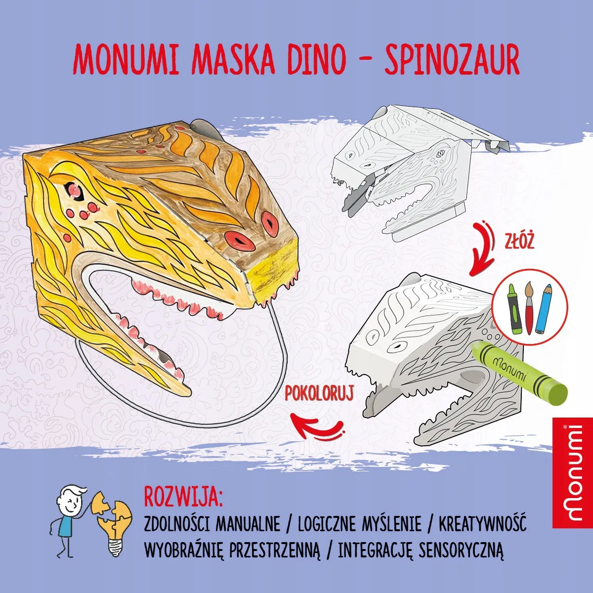 Monumi kaukių rinkinys – Spinozauras, Triceratopsas, Pterodaktilis
