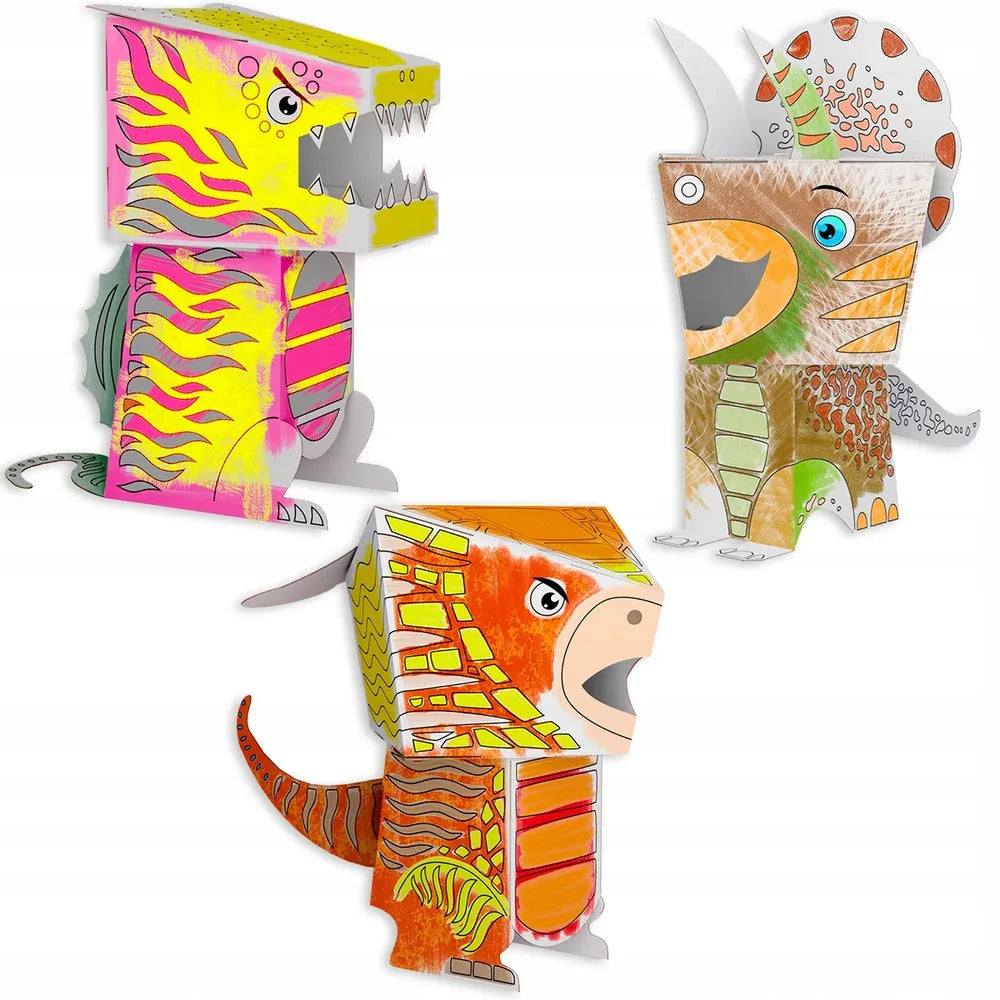 Monumi rinkinys Cube Head Dino – Triceratops, Parasaurolophus, Spinosaurus