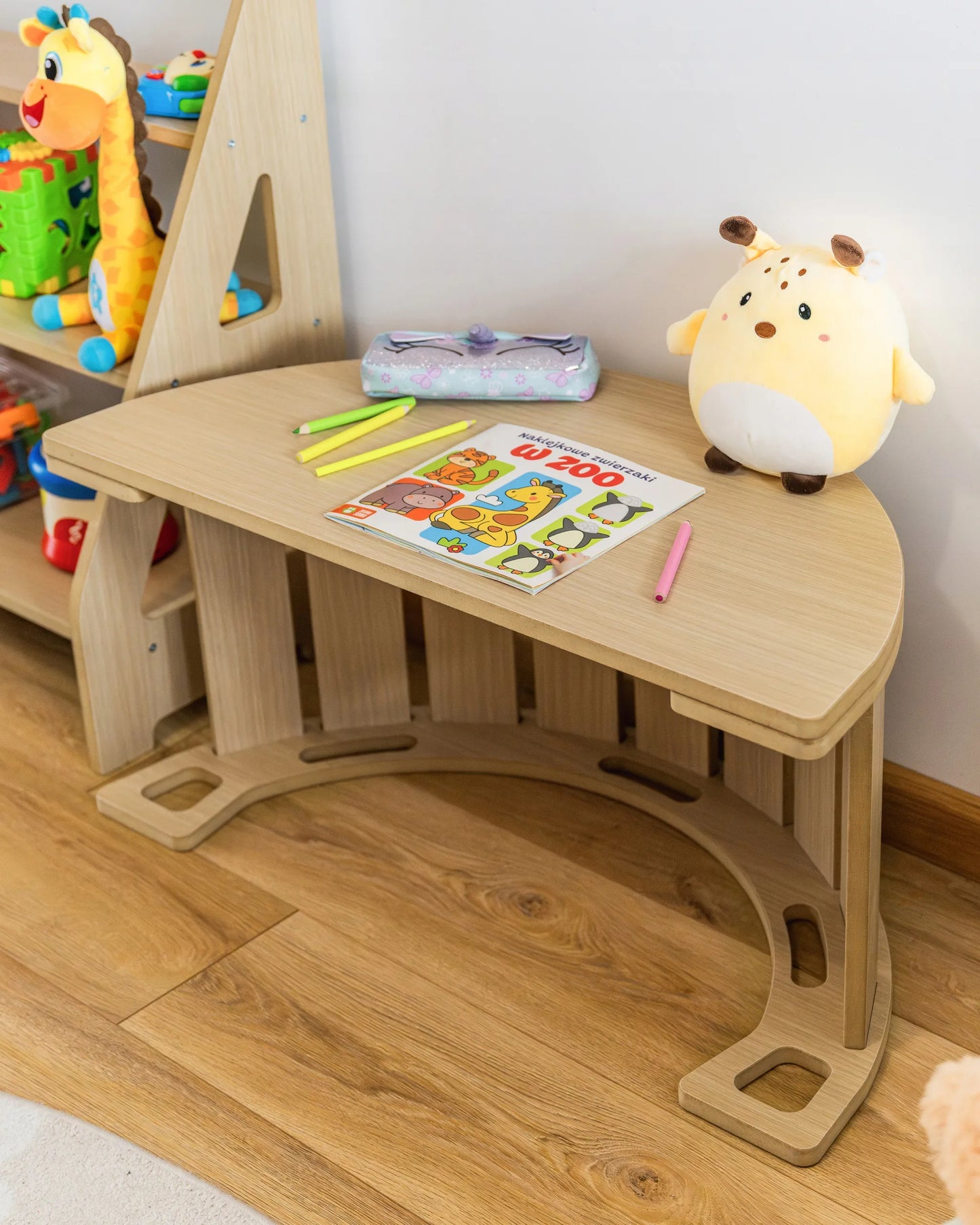 Obubu Montessori supynės ĄŽUOLO spalvos + čiuožykla su laipiojimo sienele + pagalvėlė