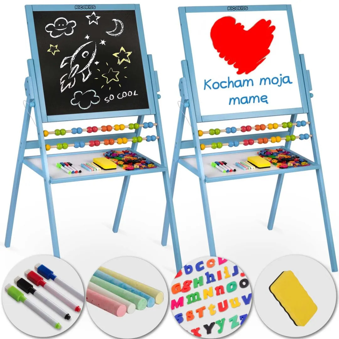 Pasukama magnetinė ir kreidinė lenta Ricokids – mėlyna