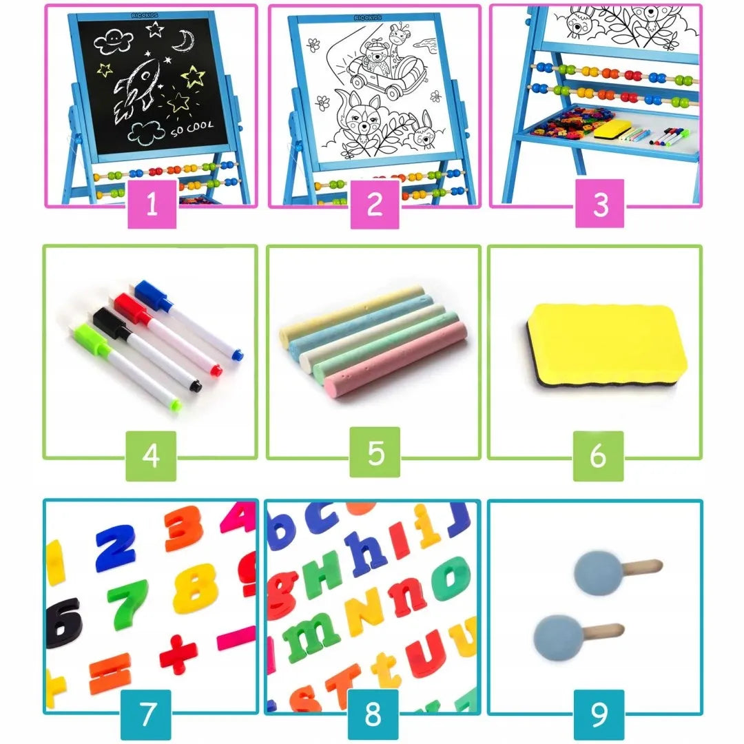 Pasukama magnetinė ir kreidinė lenta Ricokids – mėlyna