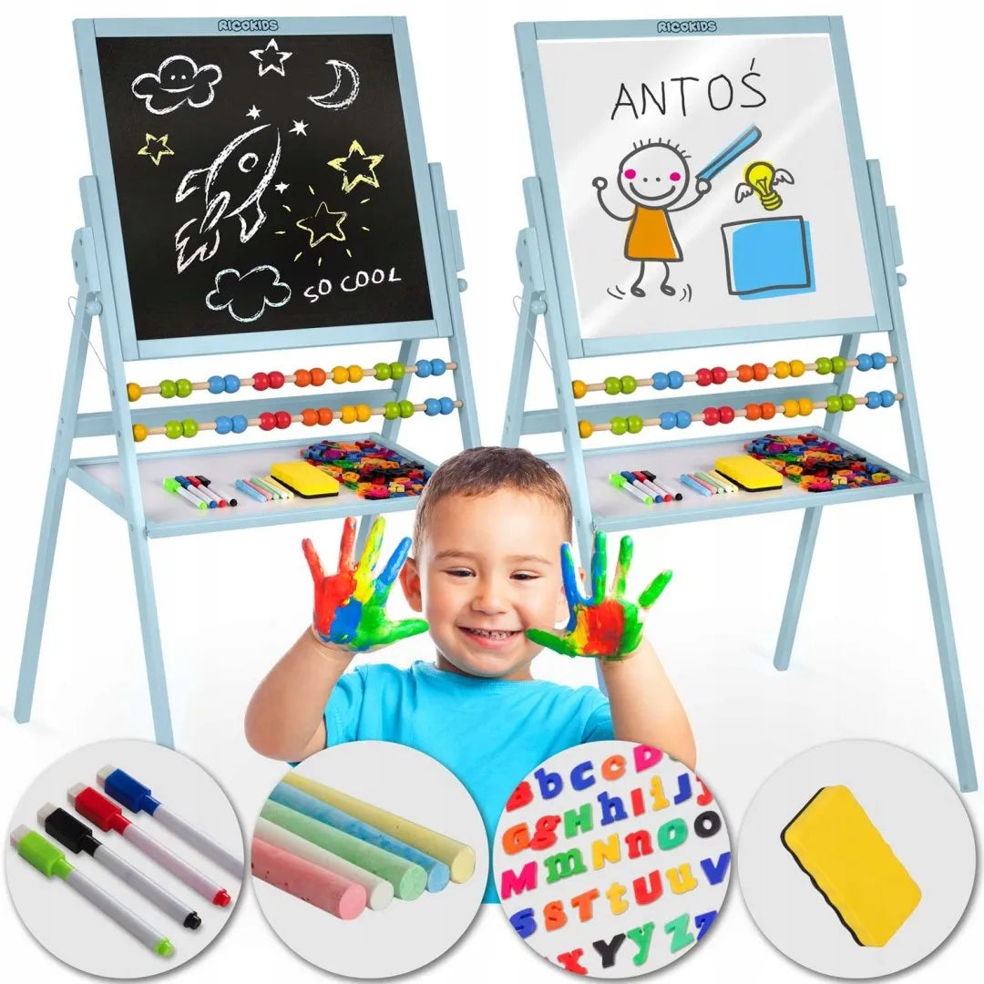 Pasukama magnetinė ir kreidinė lenta Ricokids – mėlyna